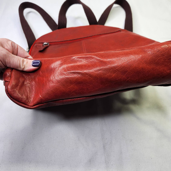 Jack Georges American Brand Leather Backpack Voyager Style Red Backpack Purse - Picture 5 of 12